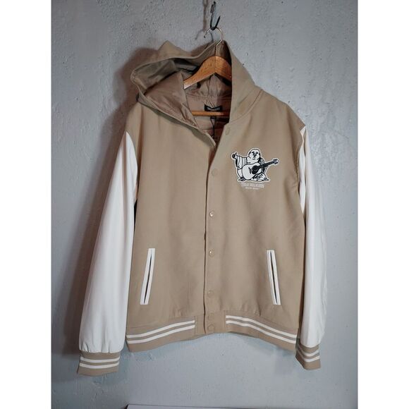 True Religion Buddha Logo Two Tone Varsity Letterman Jacket Men's‎ XL NWT - Picture 1 of 10